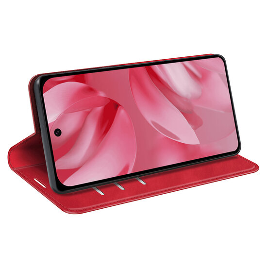 Google Pixel 10 / Google Pixel 10 Pro Hoesje - MobyDefend Luxe Wallet Bookcase (Magnetische Sluiting) - Rood