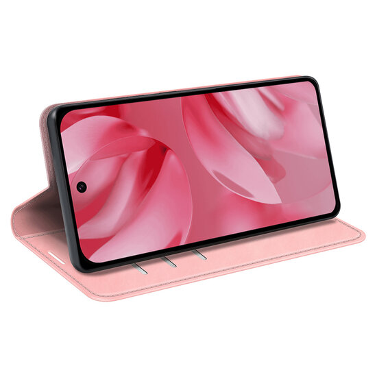 Google Pixel 10 / Google Pixel 10 Pro Hoesje - MobyDefend Luxe Wallet Bookcase (Magnetische Sluiting) - Roze