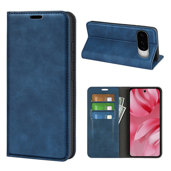 Google Pixel 10 / Google Pixel 10 Pro Hoesje - MobyDefend Luxe Wallet Bookcase (Magnetische Sluiting) - Blauw