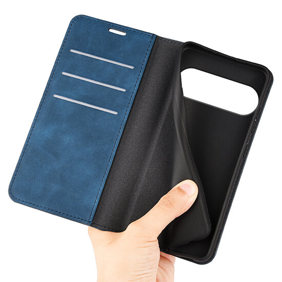 Google Pixel 10 / Google Pixel 10 Pro Hoesje - MobyDefend Luxe Wallet Bookcase (Magnetische Sluiting) - Blauw