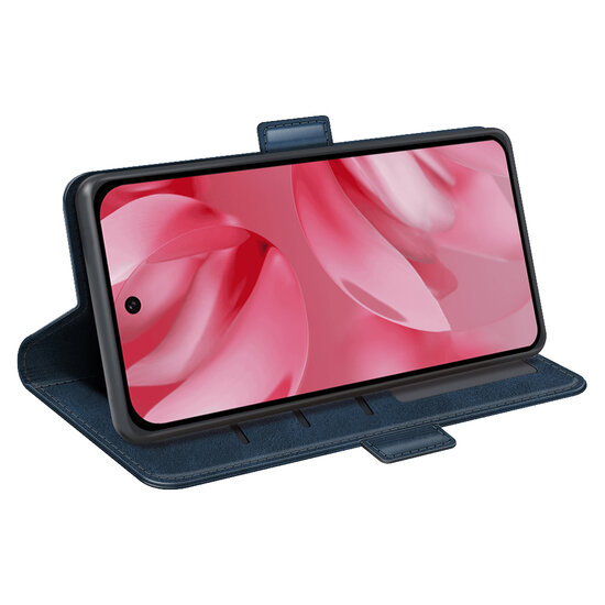 Google Pixel 10 / Google Pixel 10 Pro Hoesje - MobyDefend Luxe Wallet Book Case (Sluiting Zijkant) - Blauw