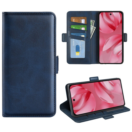 Google Pixel 10 / Google Pixel 10 Pro Hoesje - MobyDefend Luxe Wallet Book Case (Sluiting Zijkant) - Blauw