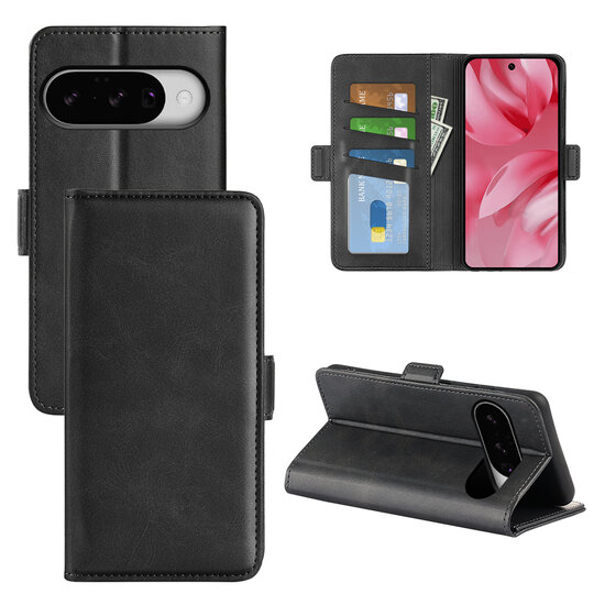 Google Pixel 10 / Google Pixel 10 Pro Hoesje - MobyDefend Luxe Wallet Book Case (Sluiting Zijkant) - Zwart