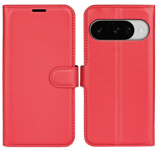 Google Pixel 10 / Google Pixel 10 Pro Hoesje - MobyDefend Kunstleren Wallet Book Case (Sluiting Voorkant) - Rood