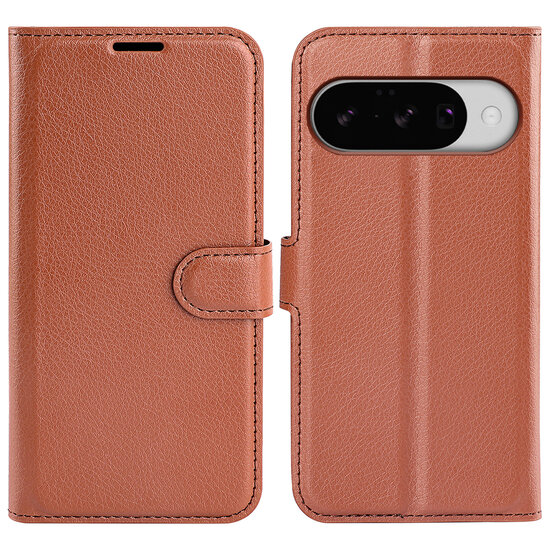 Google Pixel 10 / Google Pixel 10 Pro Hoesje - MobyDefend Kunstleren Wallet Book Case (Sluiting Voorkant) - Bruin