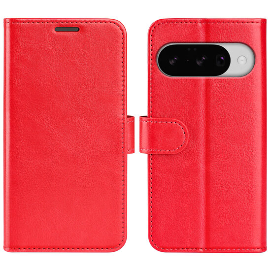 Google Pixel 10 / Google Pixel 10 Pro Hoesje - MobyDefend Wallet Book Case (Sluiting Achterkant) - Rood