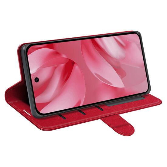 Google Pixel 10 / Google Pixel 10 Pro Hoesje - MobyDefend Wallet Book Case (Sluiting Achterkant) - Rood