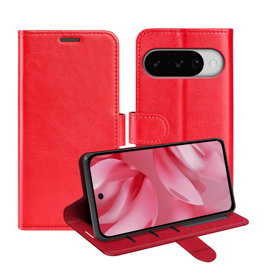 Google Pixel 10 / Google Pixel 10 Pro Hoesje - MobyDefend Wallet Book Case (Sluiting Achterkant) - Rood