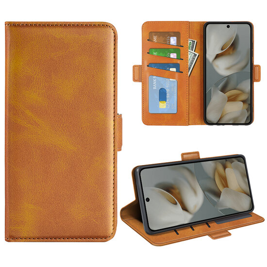 Google Pixel 10 Pro XL Hoesje - MobyDefend Luxe Wallet Book Case (Sluiting Zijkant) - Lichtbruin