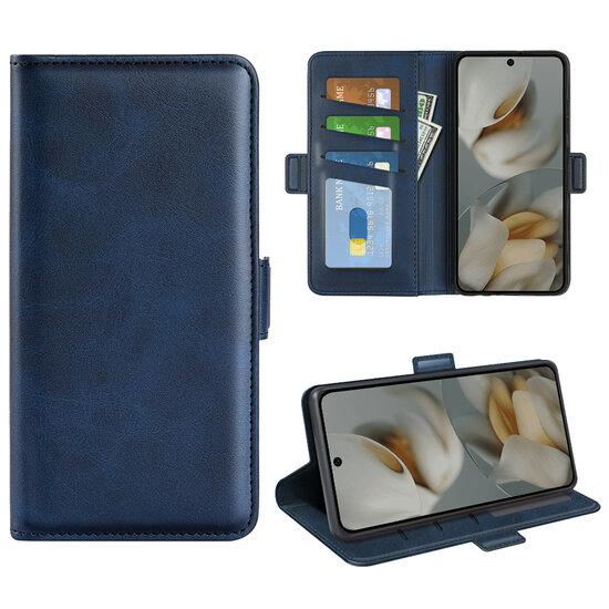 Google Pixel 10 Pro XL Hoesje - MobyDefend Luxe Wallet Book Case (Sluiting Zijkant) - Blauw