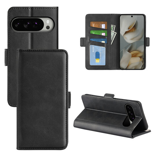 Google Pixel 10 Pro XL Hoesje - MobyDefend Luxe Wallet Book Case (Sluiting Zijkant) - Zwart