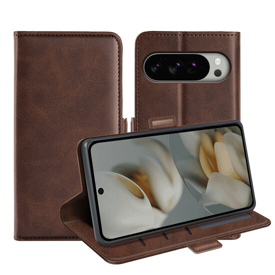 Google Pixel 10 Pro XL Hoesje - MobyDefend Luxe Wallet Book Case (Sluiting Zijkant) - Bruin