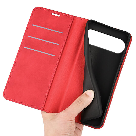 Google Pixel 10 Pro XL Hoesje - MobyDefend Luxe Wallet Bookcase (Magnetische Sluiting) - Rood