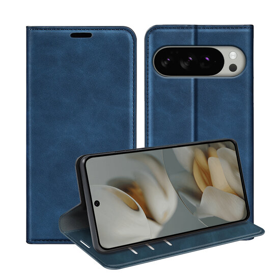 Google Pixel 10 Pro XL Hoesje - MobyDefend Luxe Wallet Bookcase (Magnetische Sluiting) - Blauw