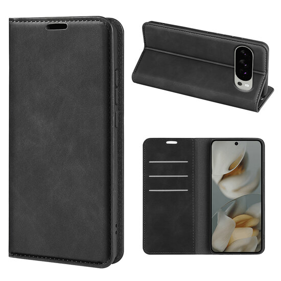 Google Pixel 10 Pro XL Hoesje - MobyDefend Luxe Wallet Bookcase (Magnetische Sluiting) - Zwart