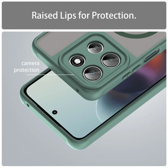 Motorola Moto G56 Hoesje - MobyDefend MagSafe Case Mat Transparant Met Gekleurde Rand - Groen