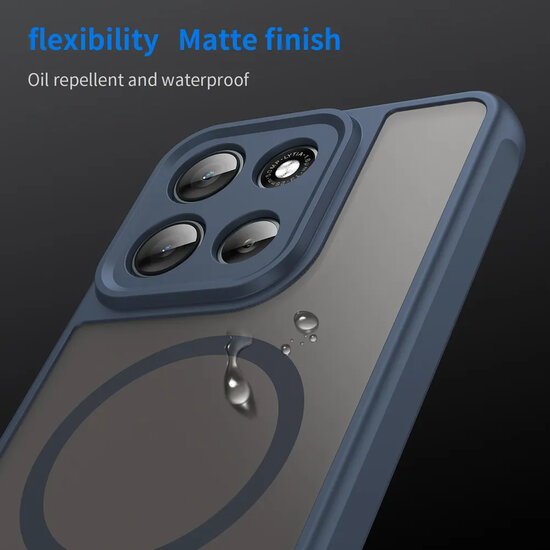 Motorola Moto G56 Hoesje - MobyDefend MagSafe Case Mat Transparant Met Gekleurde Rand - Blauw