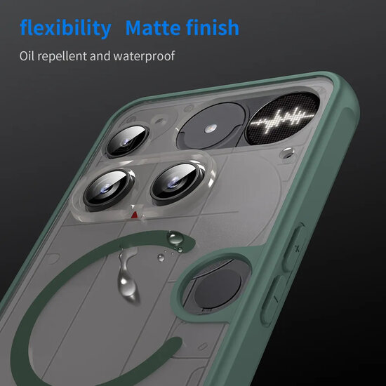 Nothing Phone (3) Hoesje - MobyDefend MagSafe Case Mat Transparant Met Gekleurde Rand - Groen