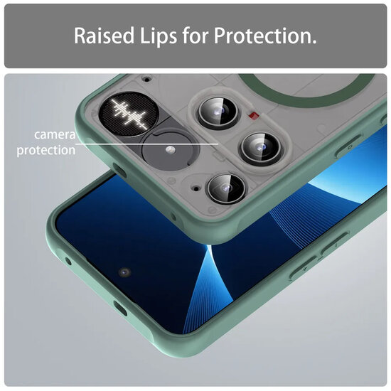 Nothing Phone (3) Hoesje - MobyDefend MagSafe Case Mat Transparant Met Gekleurde Rand - Groen