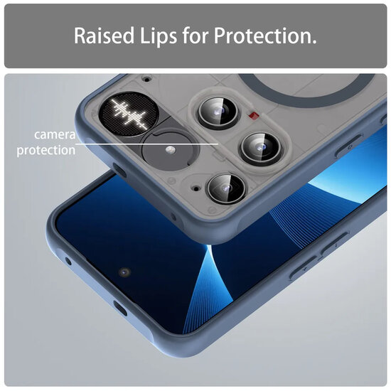 Nothing Phone (3) Hoesje - MobyDefend MagSafe Case Mat Transparant Met Gekleurde Rand - Blauw
