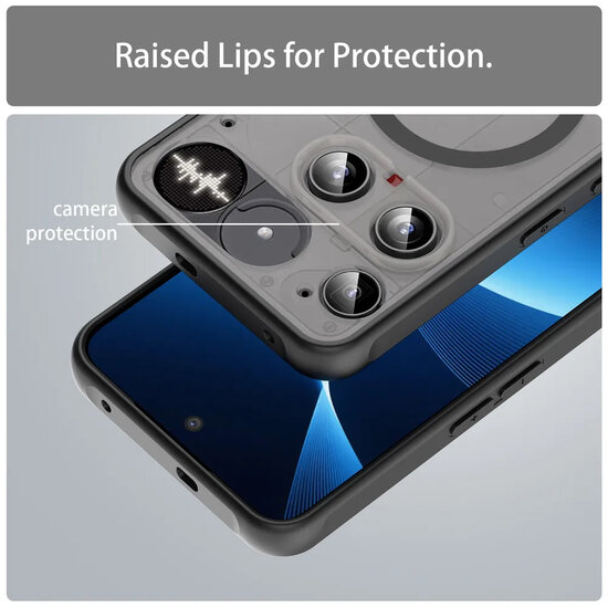 Nothing Phone (3) Hoesje - MobyDefend MagSafe Case Mat Transparant Met Gekleurde Rand - Zwart