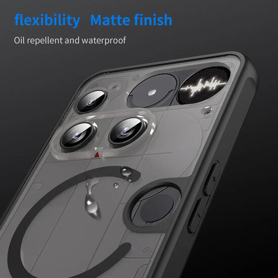 Nothing Phone (3) Hoesje - MobyDefend MagSafe Case Mat Transparant Met Gekleurde Rand - Zwart