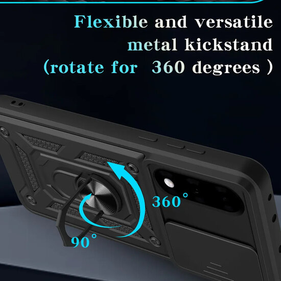OnePlus Nord 5 Hoesje - MobyDefend Pantsercase Met Draaibare Ring - Rood