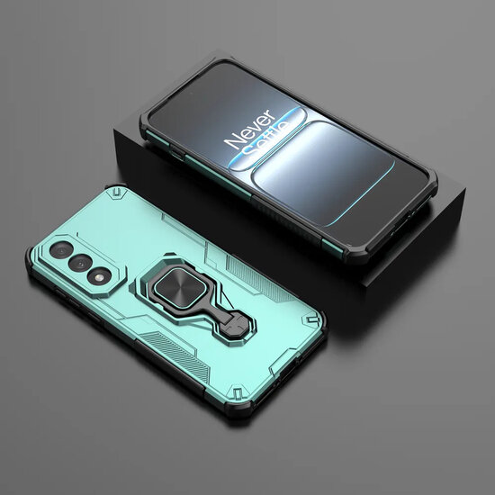 OnePlus Nord 5 Hoesje - MobyDefend Dubbelgelaagde Pantsercase Met Standaard - Turquoise