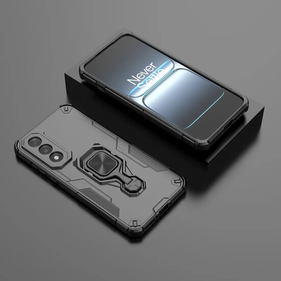 OnePlus Nord 5 Hoesje - MobyDefend Dubbelgelaagde Pantsercase Met Standaard - Zwart