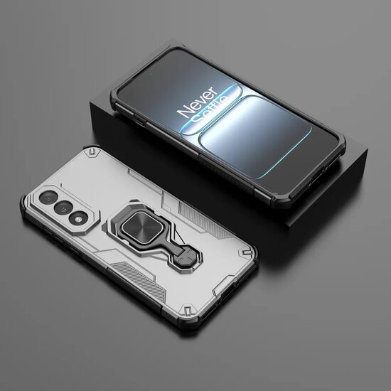 OnePlus Nord 5 Hoesje - MobyDefend Dubbelgelaagde Pantsercase Met Standaard - Zilvergrijs