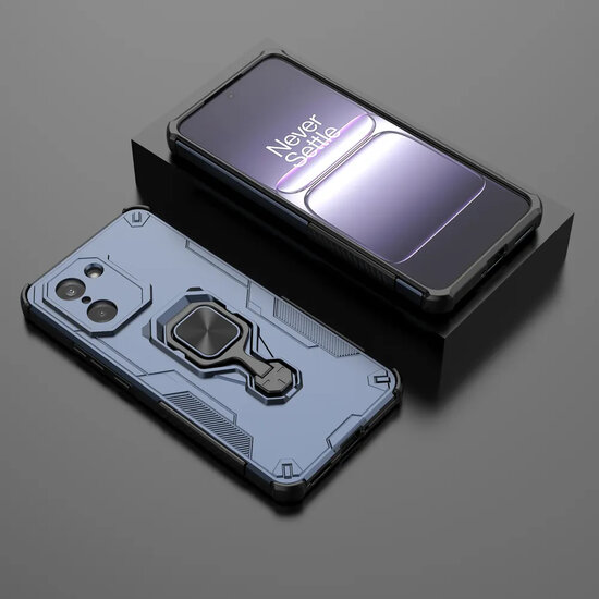 OnePlus Nord CE 5 Hoesje - MobyDefend Dubbelgelaagde Pantsercase Met Standaard - Blauw