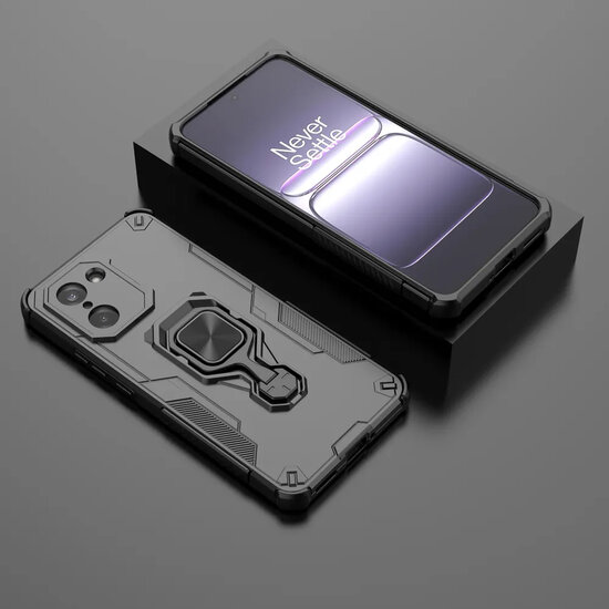 OnePlus Nord CE 5 Hoesje - MobyDefend Dubbelgelaagde Pantsercase Met Standaard - Zwart