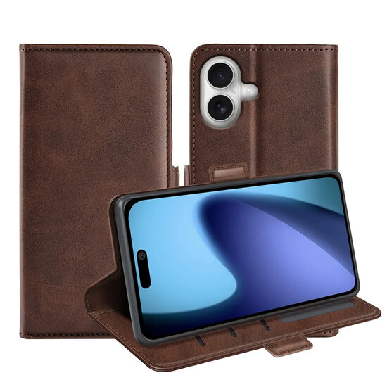 iPhone 17 Hoesje - MobyDefend Luxe Wallet Book Case (Sluiting Zijkant) - Bruin
