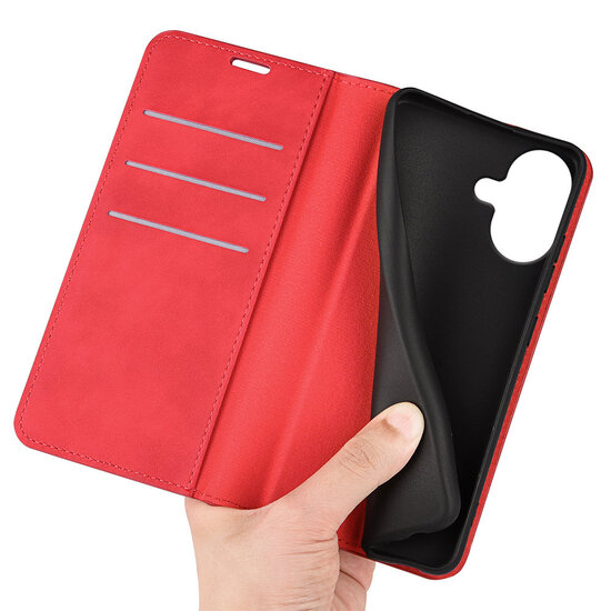 iPhone 17 Hoesje - MobyDefend Luxe Wallet Bookcase (Magnetische Sluiting) - Rood