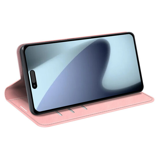 iPhone 17 Hoesje - MobyDefend Luxe Wallet Bookcase (Magnetische Sluiting) - Roze
