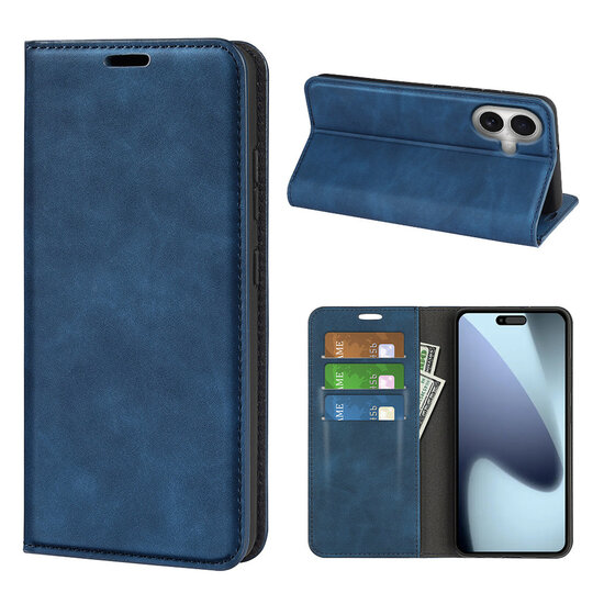 iPhone 17 Hoesje - MobyDefend Luxe Wallet Bookcase (Magnetische Sluiting) - Blauw