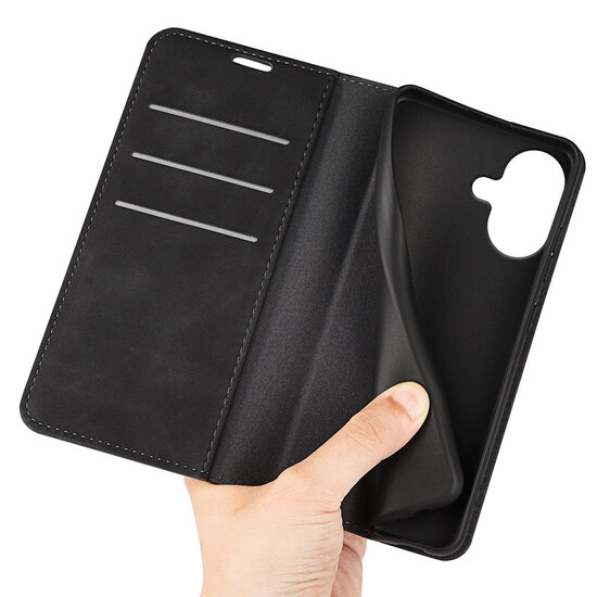iPhone 17 Hoesje - MobyDefend Luxe Wallet Bookcase (Magnetische Sluiting) - Zwart