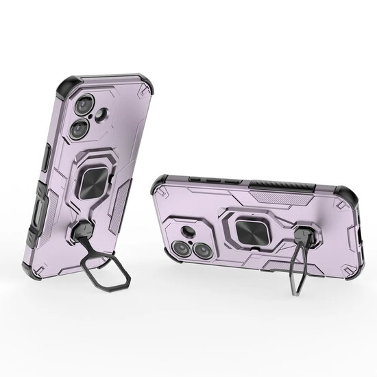 iPhone 17 Hoesje - MobyDefend Dubbelgelaagde Pantsercase Met Standaard - Roze