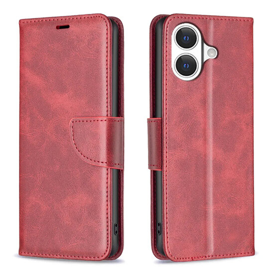 iPhone 17 Hoesje - MobyDefend Wallet Book Case Met Koord - Rood