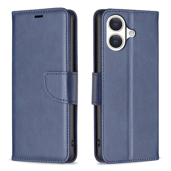 iPhone 17 Hoesje - MobyDefend Wallet Book Case Met Koord - Blauw