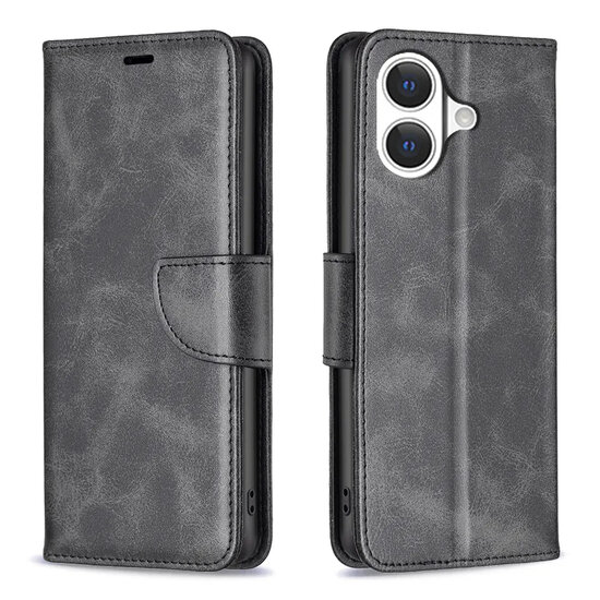 iPhone 17 Hoesje - MobyDefend Wallet Book Case Met Koord - Zwart