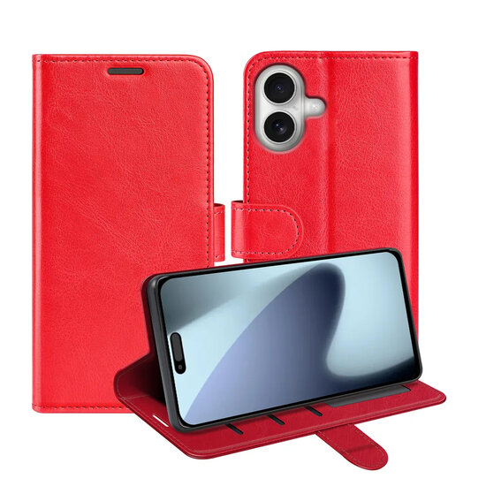 iPhone 17 Hoesje - MobyDefend Wallet Book Case (Sluiting Achterkant) - Rood