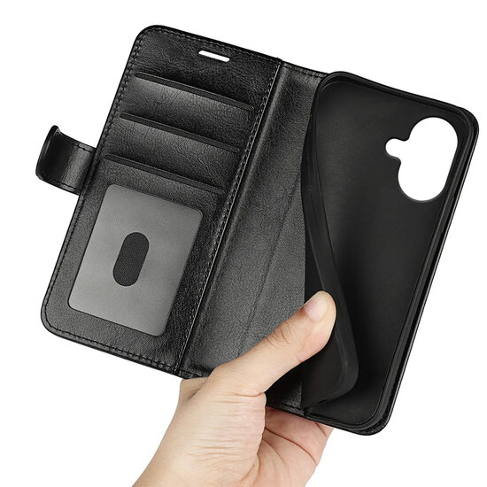 iPhone 17 Hoesje - MobyDefend Wallet Book Case (Sluiting Achterkant) - Zwart