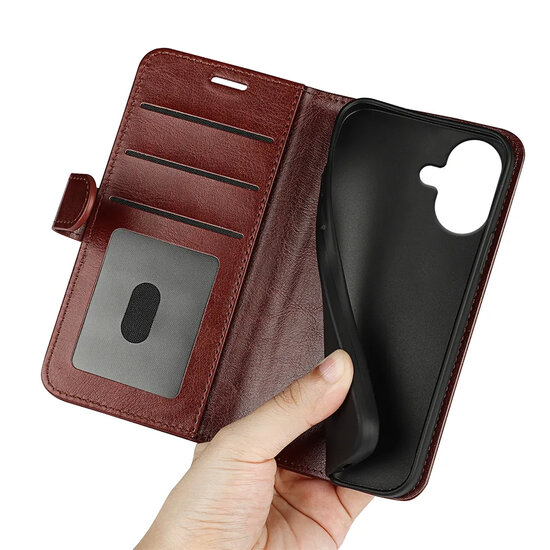 iPhone 17 Hoesje - MobyDefend Wallet Book Case (Sluiting Achterkant) - Bruin
