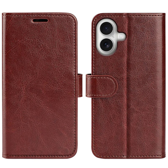 iPhone 17 Hoesje - MobyDefend Wallet Book Case (Sluiting Achterkant) - Bruin