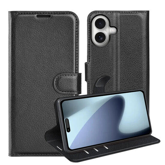 iPhone 17 Hoesje - MobyDefend Kunstleren Wallet Book Case (Sluiting Voorkant) - Zwart