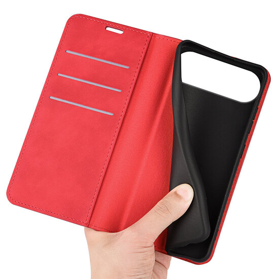 iPhone Air Hoesje - MobyDefend Luxe Wallet Bookcase (Magnetische Sluiting) - Rood