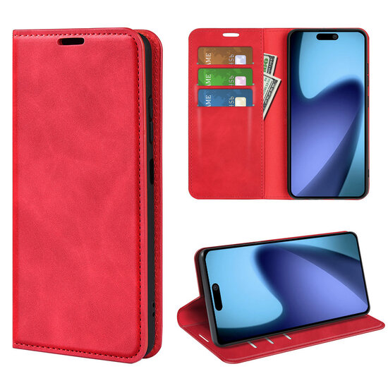 iPhone Air Hoesje - MobyDefend Luxe Wallet Bookcase (Magnetische Sluiting) - Rood