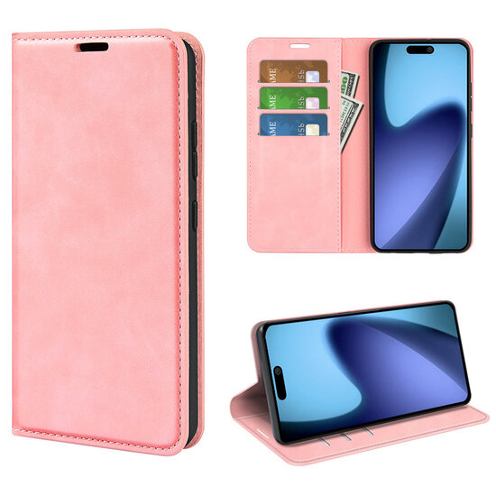 iPhone Air Hoesje - MobyDefend Luxe Wallet Bookcase (Magnetische Sluiting) - Roze