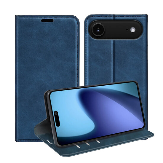 iPhone Air Hoesje - MobyDefend Luxe Wallet Bookcase (Magnetische Sluiting) - Blauw